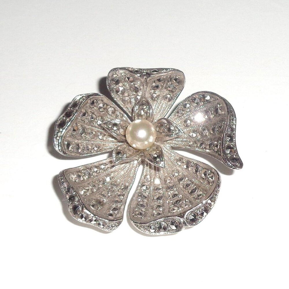 Blossom Flower Floral Sterling Silver 925 Pin Brooch